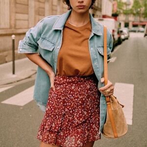 Sézane Carolina skirt in burgundy size FR42 or US10